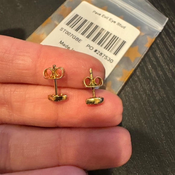 Studs Pave Evil Eye Stud Earrings - Picture 4 of 4